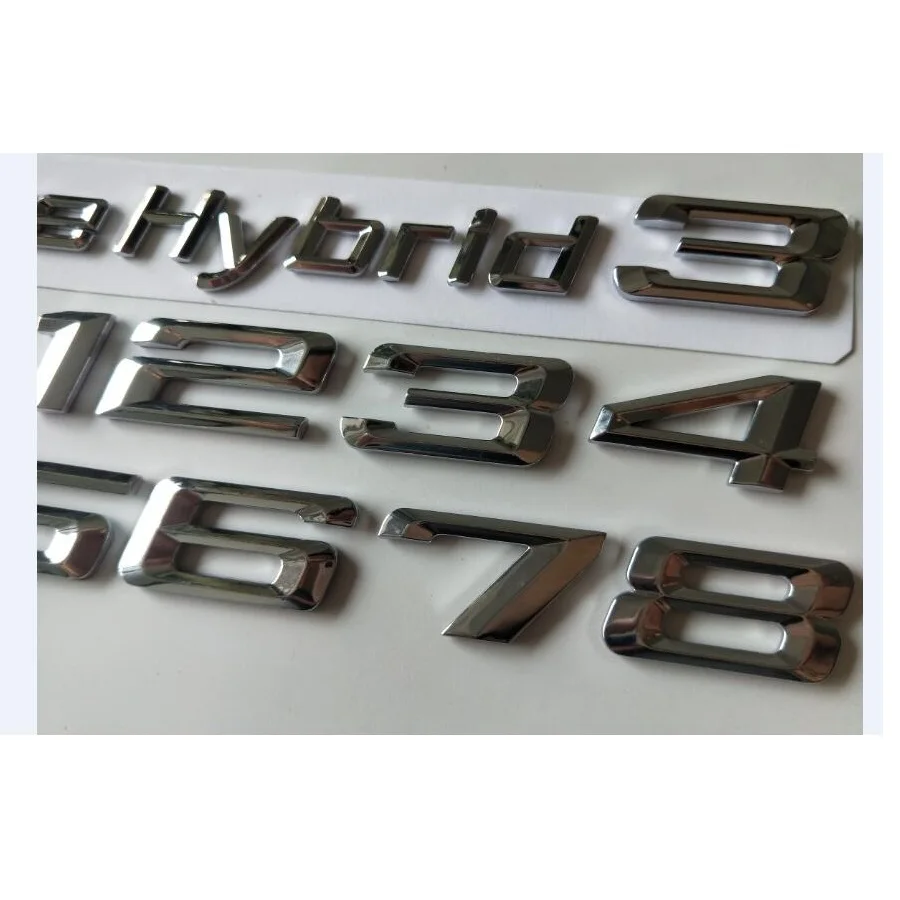 크롬 블랙 글자 트렁크 엠블럼 펜더 번호, 액티브 하이브리드 심볼 배지, BMW 1234567 시리즈 X123456 액티브 하이브리드 12345678