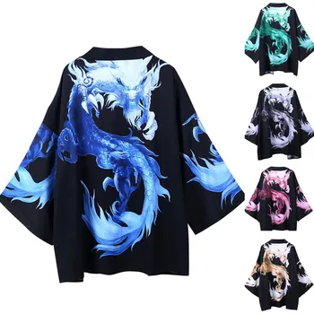 

Summer Japanese Five Point Sleeves Kimono Mens And Womens Cloak Jacke Top Blouse Loose casual fashion Plus Size Soft Stylish