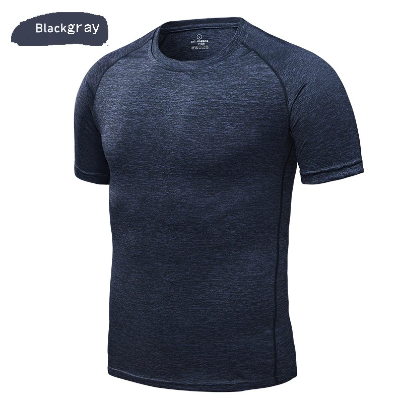 Мужские быстросохнущие футболки для бега, дышащие футболки для занятий альпинизмом, футболки для занятий фитнесом, спортивные футболки для велоспорта, тренажерного зала - Цвет: black gray