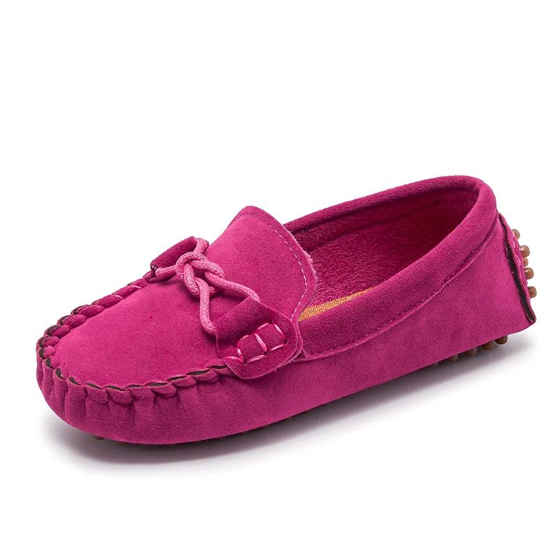 Size 21-35 Baby Toddler Shoes Spring Summer Children Soft PU Leather Casual Shoes Boys Loafers Girls Moccasins Shoes - Цвет: rose red