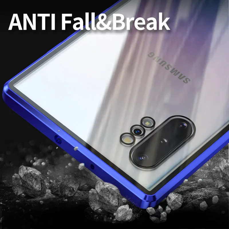 Высококачественный металлический чехол для samsung Galaxy Note 10/Plus/Note 9/Note 8, роскошный чехол из закаленного стекла