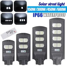 AUGIENB 150 Вт/300 Вт/450 Вт/600 Вт Солнечный уличный светильник, водонепроницаемый IP65 PIR датчик движения+ пульт дистанционного управления, уличный светильник, охранная лампа