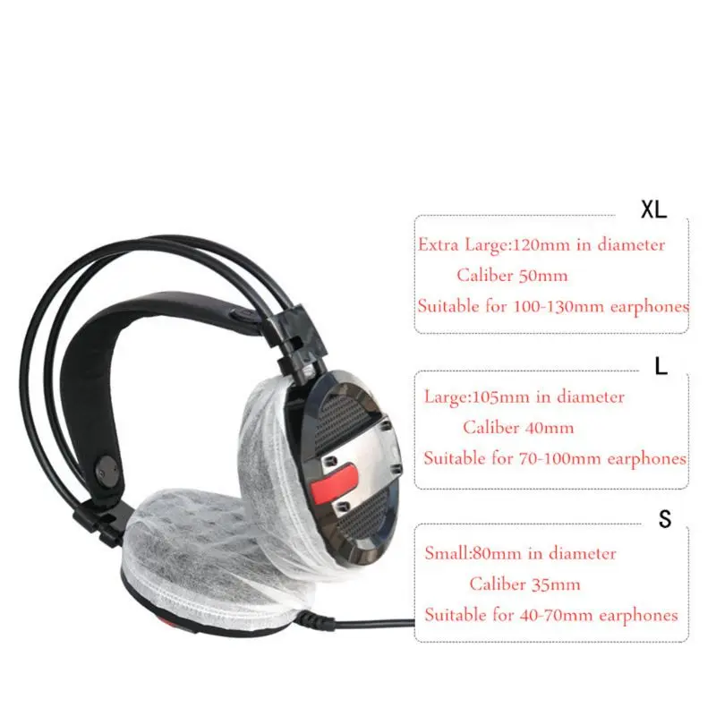 200Pcs Disposable Headphone Cover NonWoven Hygienic Dustproof Sweatproof Stretchable Ear Pad Internet cafes Headsets Accessories