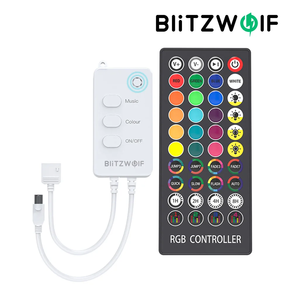 BlitzWolf BW-LC1 DC12V bluetooth WiFi RGB LED Strip Controller Wireless Remote Control With 40Key Remote Control Work with Alexa