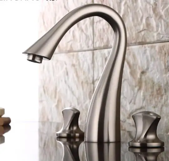 nickel Vidric роскошный кран для ванной комнаты, Твердый латунный строительный кран, горячая и холодная Золотая отделка, 8 'широко распространенный кран для раковины ванной комнаты, т - Цвет: nickel