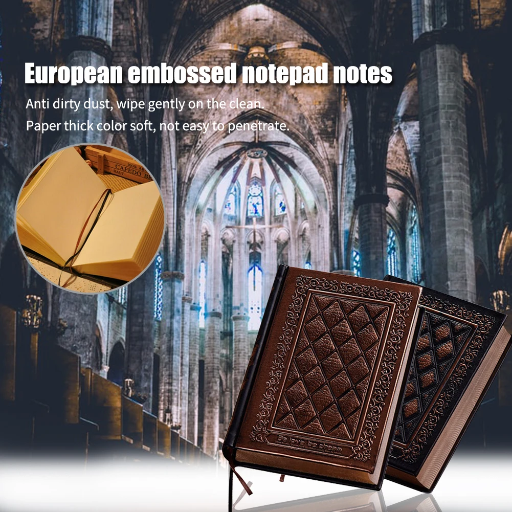Office Writing Stationery Business Vintage Hard Cover DIY PU Leather Gift Student Journals Note Book Embossed Diary