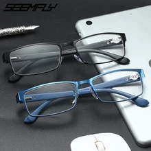 Seemfly мужские и женские деловые очки для чтения квадратные очки при дальнозоркости металлические TR90 ридер очки мягкие диоптрий+ 1,0 до+ 4,0