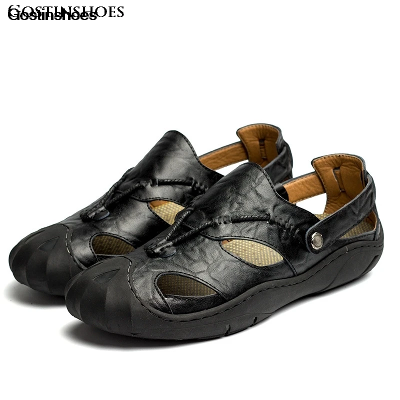 

Man Sandalsias De Hombre Casual Plusized Closed Toe Male Cattle Leather Sandalia Sandalias Hombre Cuero