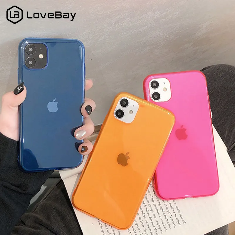 

Lovebay For iPhone 11 Case Clear Candy Solid Color For iPhone 11 Pro X XR XS Max 8 7 Plus Transparent Soft TPU Phone Back Cover