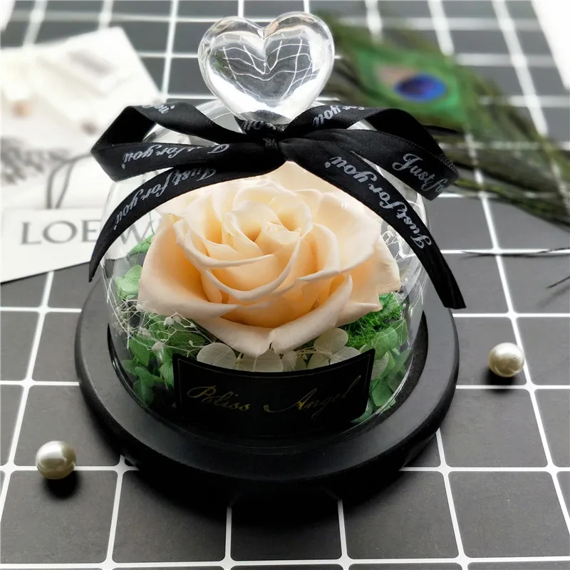 BEAUTY AND THE BEAST Eternal Flower Glass Cover Fresh Rose Girlfriend Birthday Creative Gift Rose in Glass Demo BEAUTY AND THE BEAST Eternal Flower Glass Cover Fresh Rose Girlfriend Birthday Creative Gift Rose in Glass Demo