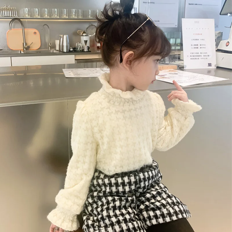 

Winter Girls Clothes Fashion Korean Style Girls Basic Shirt Thick Fleece Warm Turtleneck T shirt QZ310