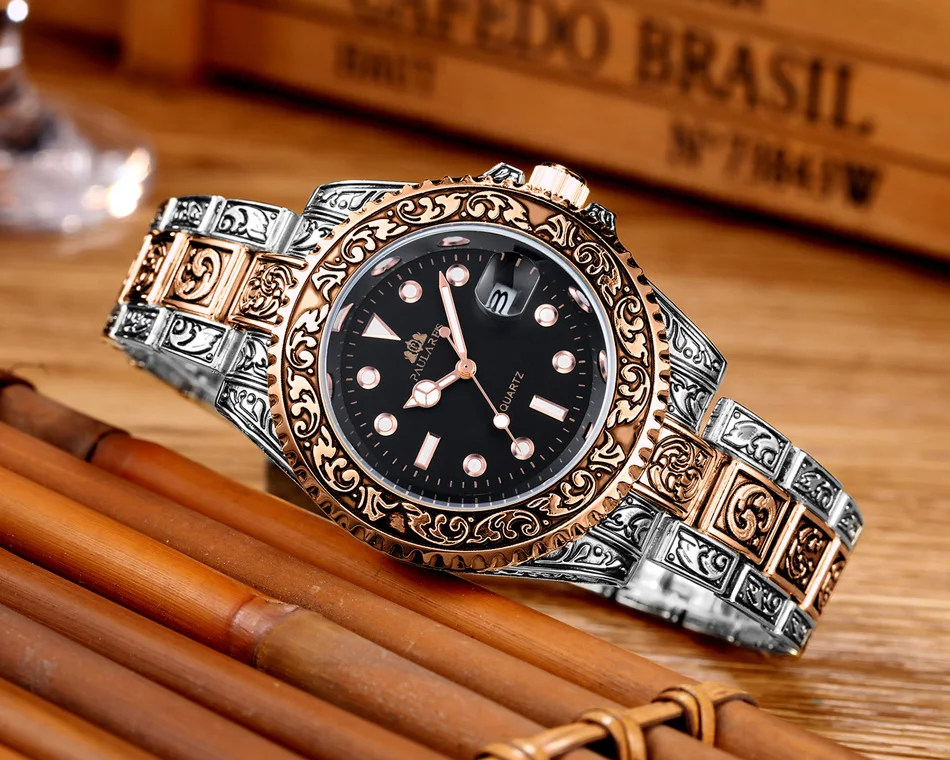 Quarzo classico da uomo, antico, vintage, luminoso, in oro rosa, oro giallo, argento, 2 toni, rosso verde, blu sfumato_voghion.com