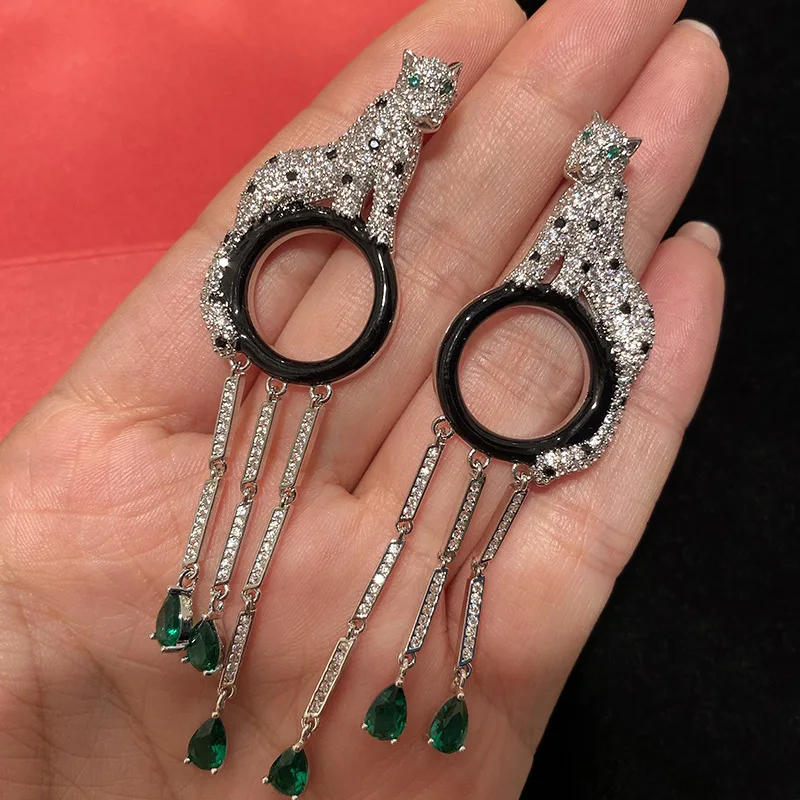 New Designer cubic zircon long tassel earrings silver color Party jewelry for women | Украшения и аксессуары