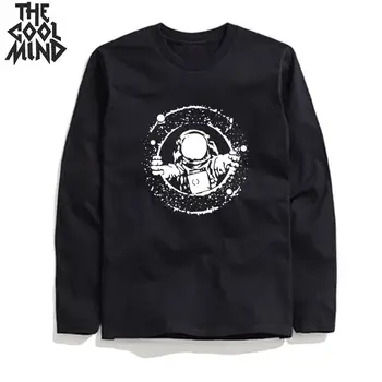 

COOLMIND 100% cotton long sleeve male tee shirt casual loose autumn men t shirt cool o-neck men tshirt cool t-shirt