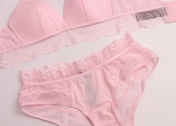 

Wriufred Sexy Lace Covered Thin Cup Lingerie and Underpants Sets No Steel Ring Ladies Bra & Briefs Set Plus Size Comfort Bras