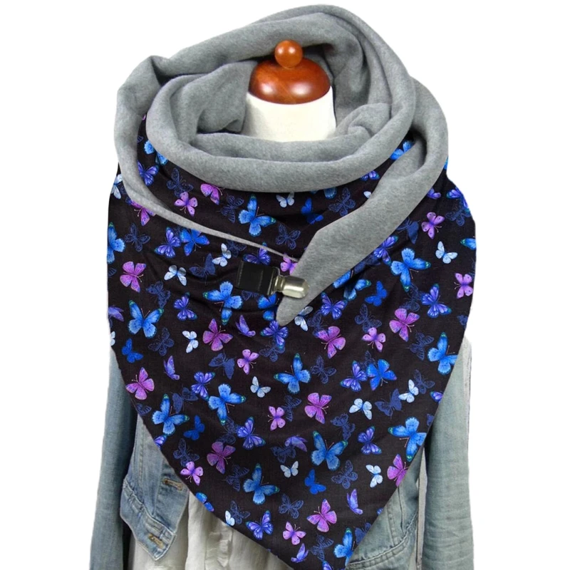 

Women Winter Warm Large Scarf Butterfly Rainbow Shawl Wrap Blanket with Clip