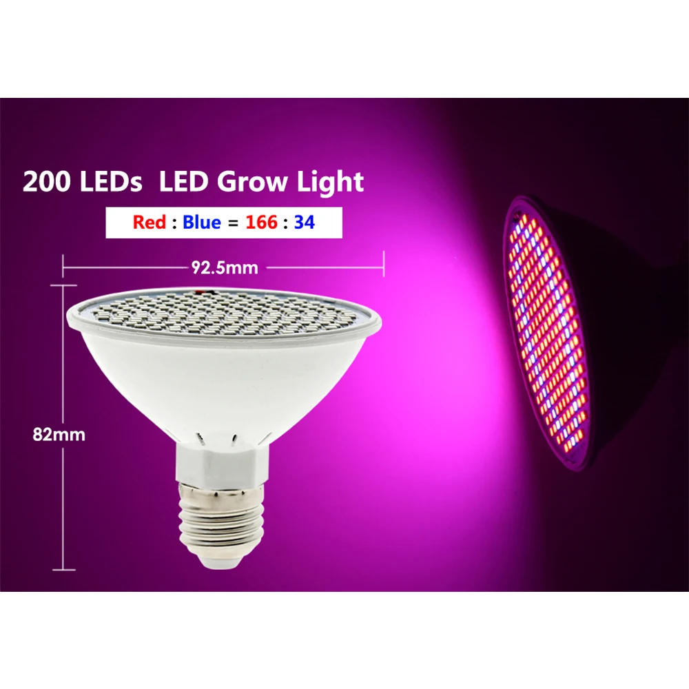 LED Grow Light E27 220V 80 200 290 LEDs Plant Growth Light Bulb For Indoor Garden Plants Flower Growing Lighting.