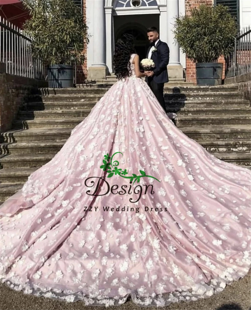 Роскошные Цветы Кружева Бисероплетение квадратный воротник Vestido De Noiva Спагетти ремни розовый с аппликацией кружева на заказ свадебные платья
