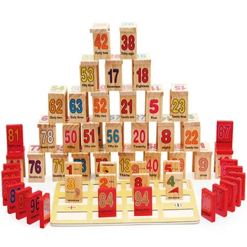 

100PCS Kids Wooden Blocks Early Educational Stacking Blocks Letters Numbers Animals English Montessori Building Blocks Toys