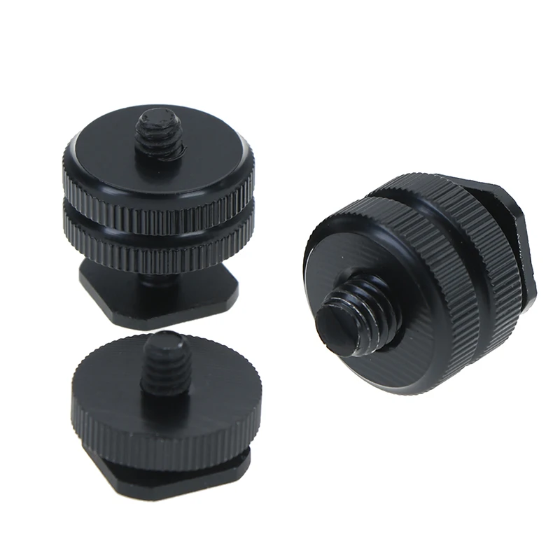 Tripod mount screw 1Pc 1/4" 3/8" inch with double layer to flash hot shoe adapter