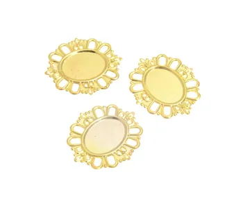 

Free shipping 20Pcs Gold Plated Filigree Cabochon Setting Wraps Connectors Crafts Decoration DIY Embellishments 43x38mm F0386
