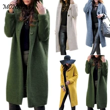 Female Cardigan Women Long Knitted Cardigan Hooded Sweater Solid Autumn Long Winter Knitting Coat Plus Size 5XL Casual Knittwear