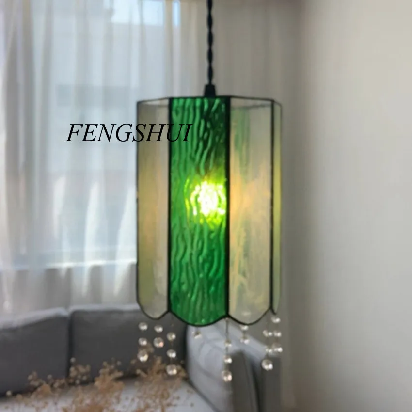 Подвесные светильники в японском стиле ретро ручной работы из цветного стекла, креативная прикроватная лампа для спальни