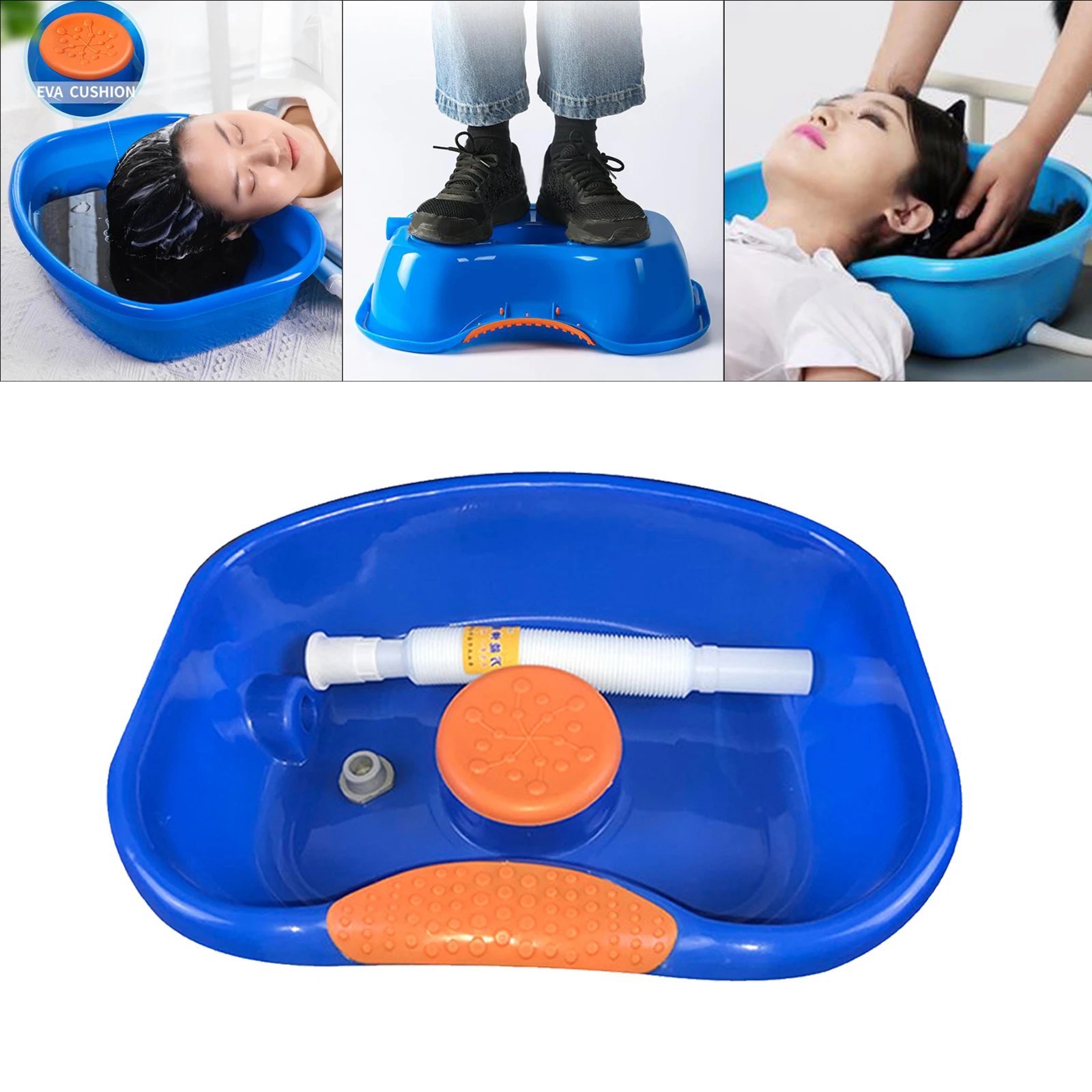 Bed Shampoo Basin Hair Washing Basin Wash Tub with Hose Round Edge