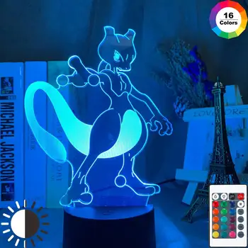 

Game Figure Mewtwo Inscription Led Night Light for Kids Child Bedroom Decoration Atmosphere Lighting Pocket Monsters 3D Lamp