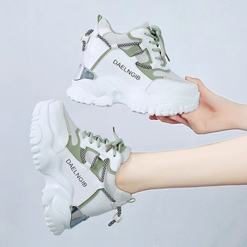 

Women Platform Chunky Sneakers 2020 Designers Fashion Wedge Casual Shoes Woman Tenis Basket Female 8cm High Vulcanized Shoes