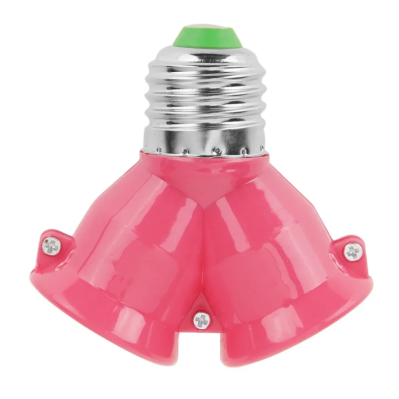 2 в 1 E27 основание светильника огнеупорные Материал Конвертор гнездо 2E27 Y Форма светильник разделитель ламп адаптер светильник цоколь лампы держатель - Цвет: Розовый
