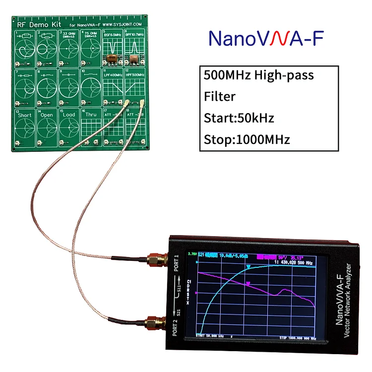 RF Demo Kit NanoVNA RF Test Module Vector Network Analyzer Board Filter/Attenuat 