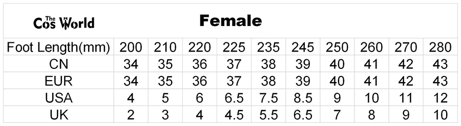 女尺码表