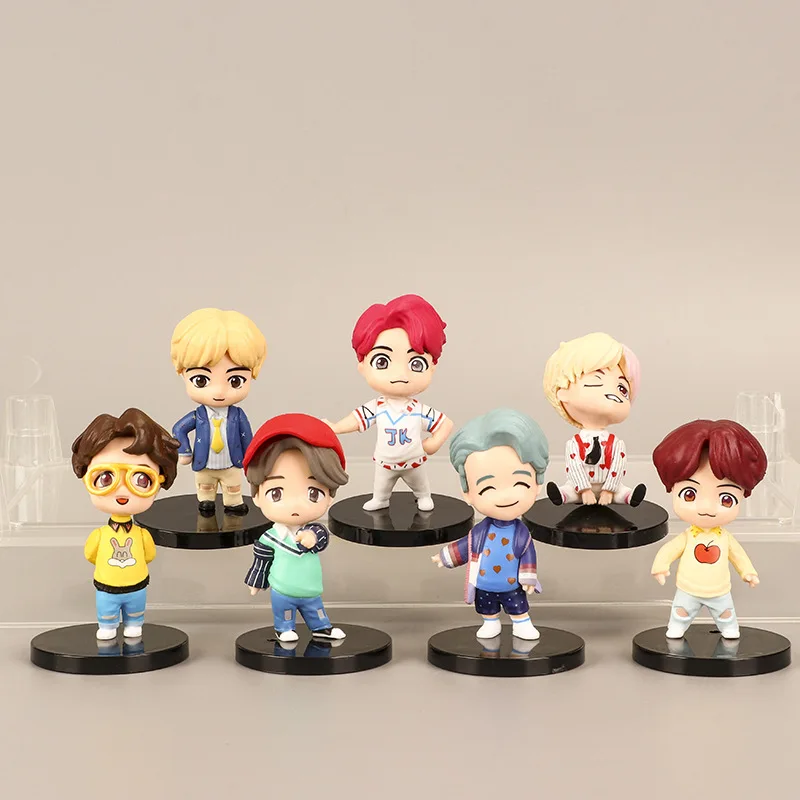 7pcs/Set Bangtan Boys Groups Action Figures Toys Cartoon PVC B T S Model Toys KPOP Stars TOP Group A.R.M.Y Gift|Action Figures| - AliExpress