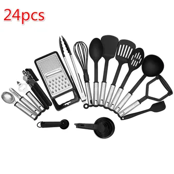 

24pcs Silicone Kitchenware Non-stick Cookware Cooking Tool Spoon Spatula Heat Resistant Egg Beaters Kitchen Gadgets Accessories