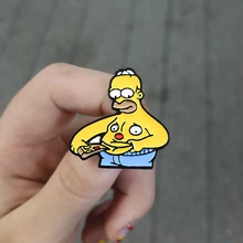 Os simpsons pinos meme gordura paunchy homer jay barriga comer pizza tv mostrar personagem dos desenhos animados nternet broche bonito esmalte pinos para fãs(China)