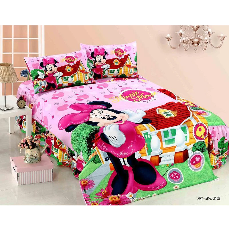 

Disney Mickey Minnie Cartoon Bedding Set Lovely Couple Twin Single Size Children Duvet Cover Pillow Cases Christmas Gifts