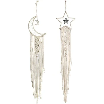 

Handmade Star-Shaped Half-Moon Dream Catcher Tapestry Living Room Decoration Western Restaurant Dress Up Wall Decor