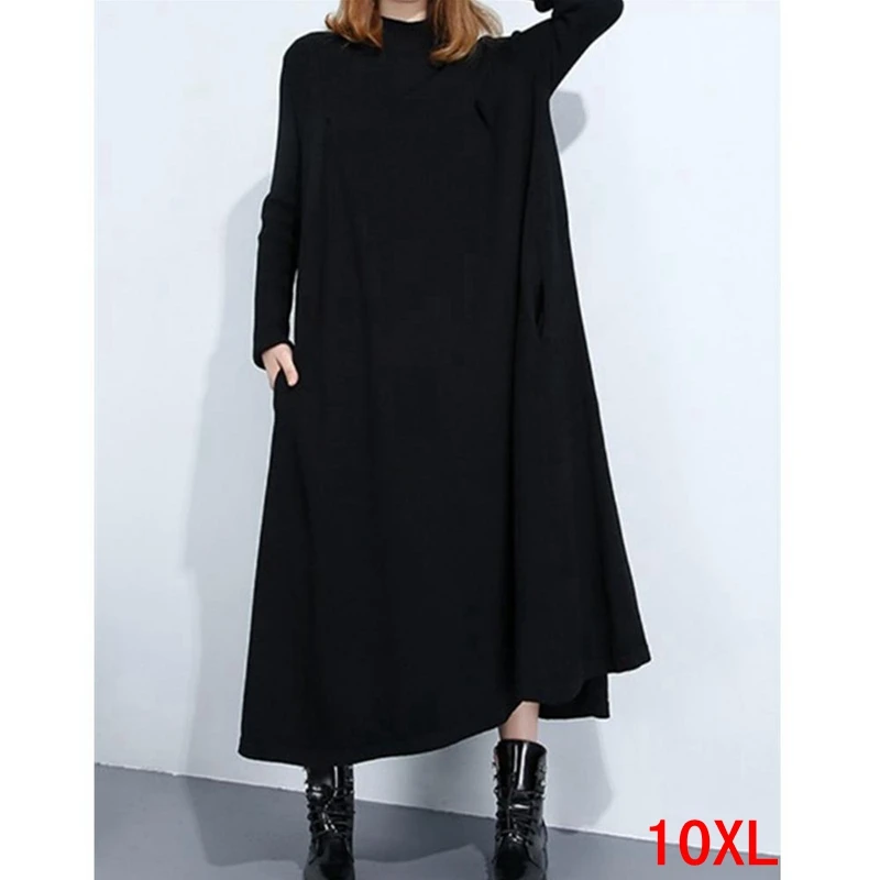 Женское платье большого размера 5XL 6XL 8XL 9XL 10XL обхват груди 150 см осеннее с высоким