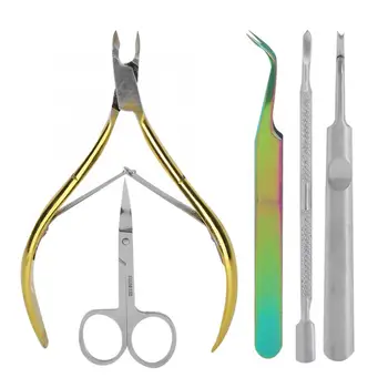 

Nail Art Exfoliating Dead Skin Cuticle Pusher Clipper Cutter Tweezers Scissors Nail Tool Set