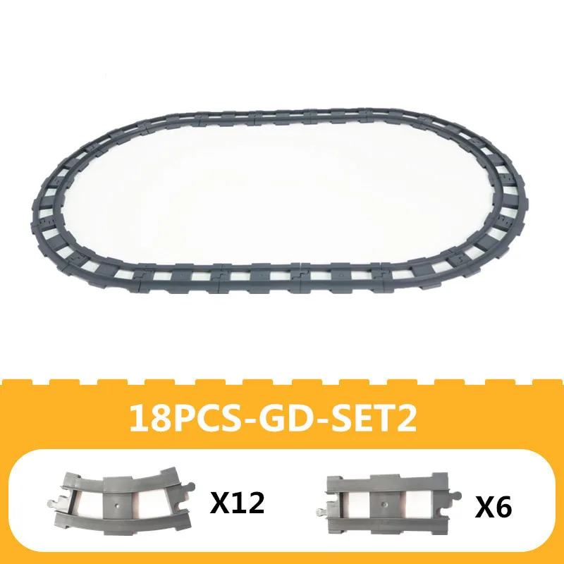 Блоки большого размера DIY строительные блоки поезд трек сборка мост совместим с Duploed Развивающие игрушки для детей Подарки - Цвет: 18PCS-GD-SET2