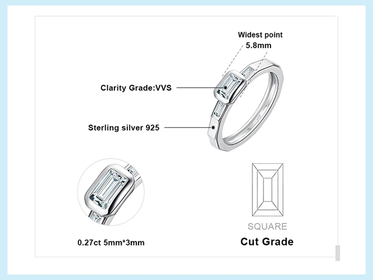 JewelryPalace многоугольные 0.4ct Radient вырезать кубический Zirconi свадебное обещание Свадебные Обручение пасьянс кольцо 925 St