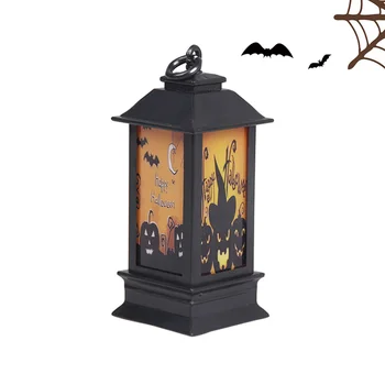 

1PC Halloween Decorative Lam Storm Lantern Colored Painted Creative Hanging Lamp Night Light Halloween Lantern for Garden Courty