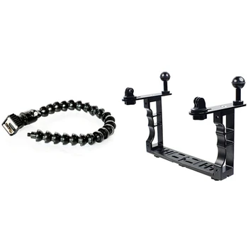 

1 Pcs Flexible Arm Bracket Bendable Flashlight Stand & 1 Pcs Aluminum Alloy Diving Underwater Tray Kit