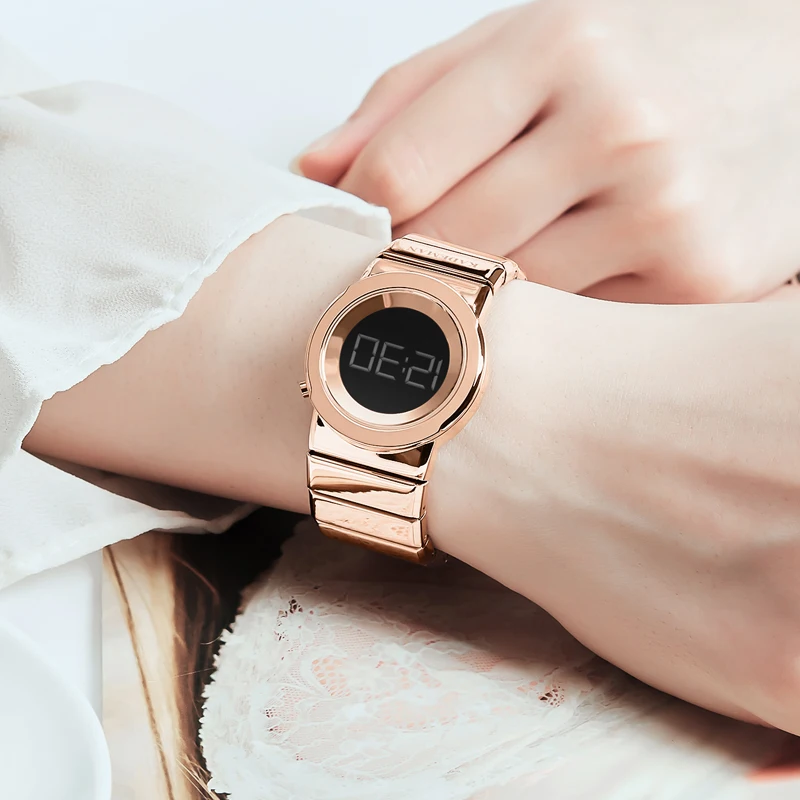 KADEMAN, женские часы, роскошные, полностью стальные, женские наручные часы, водонепроницаемый, светодиодный, цифровые часы,, новая мода, браслет, повседневные часы