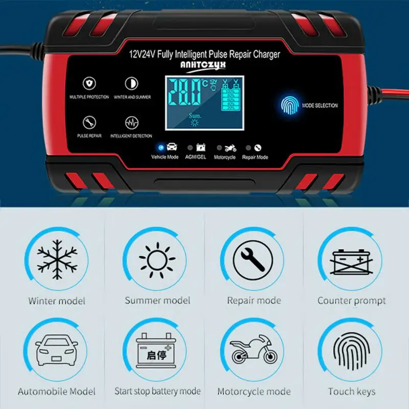 

EU/US/AU/UK Plug Car Jump Starter Emergency 12V/24V Power Bank Battery Charger With LCD Display Car Battery Booster Buster