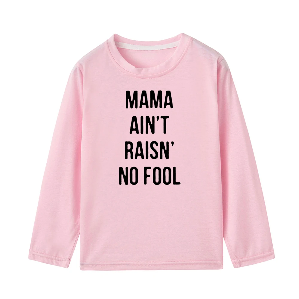 Забавная детская футболка с принтом «Mama Ain't Raisn No Foot» футболка с длинными рукавами для маленьких мальчиков и девочек топы, Детская Повседневная модная футболка
