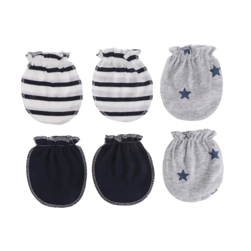 3 Pairs Fashion 1-24 Month kids Anti Scratching Gloves Newborn Protection Face Cotton Scratch Mittens