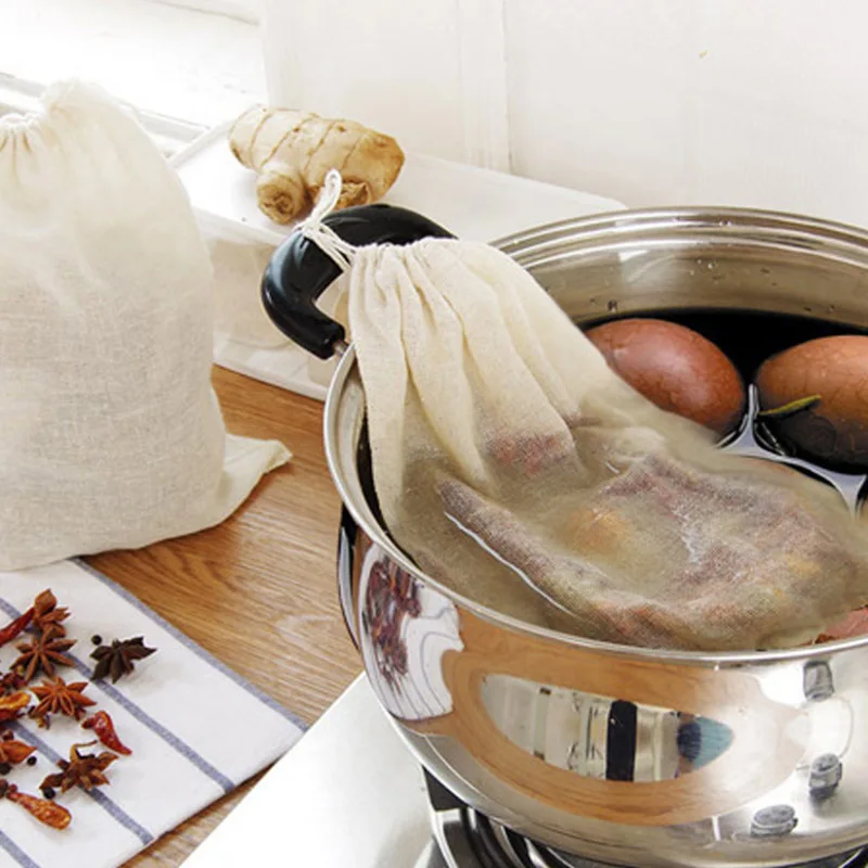 

1Pcs Reusable 26*20CM Drawstring Type Medicine Residue Bag Cotton Linen Spice Bags Leakage Proof Kitchen Supplies