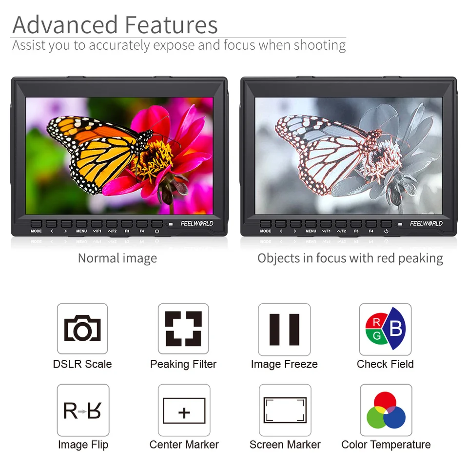 Monitor FEELWORLD FW759 7 Pollici Per DSLR - Risoluzione Full HD, Input 4K, IPS, Leggero E Portatile - Foto 2